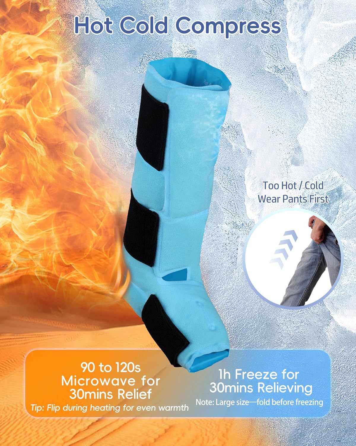 Comfytemp Ankle Foot Ice Pack Wrap for Plantar Fasciitis Relief, FSA Eligible HSA, Ankles Brace for Sprain Pain, Heel Spur, Swelling, Achilles Tendonitis, Hot Cold Gel Ice Pack for Injuries Reusable