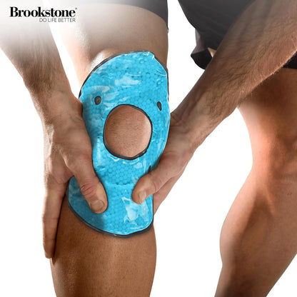 Brookstone Knee Ice Pack Wrap with Silica Beads - Hot & Cold Therapy for Pain Relief - Reusable Ice Packs for Knees for Swelling, Injuries & Post-Surgery Recovery, Ideal Mothers Day Gift, Azure Blue