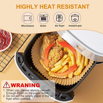 Vailnd Air Fryer Paper Liners, 200pcs Air Fryer Liners Disposable 8" Square | Baking Paper Liner for 5-8 qt Airfryer Basket, Non-stick and Oil Proof Parchment Paper for Oven, Pans & Baking