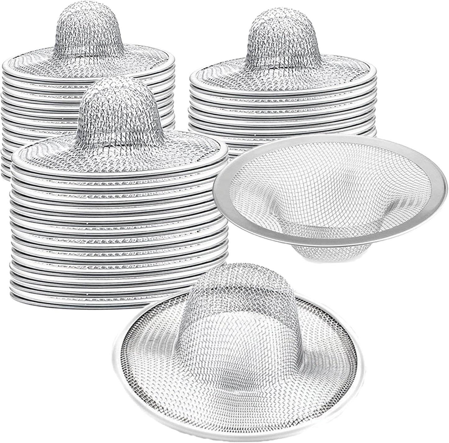 2 pcs Heavy Duty Stainless Steel Slop Basket Filter Trap, 2.75" Top / 1" Mesh Metal Sink Strainer,Perfect for Kitchen Sink/Bathroom Bathtub RV Wash Basin Floor Drain Balcony Drain Hole