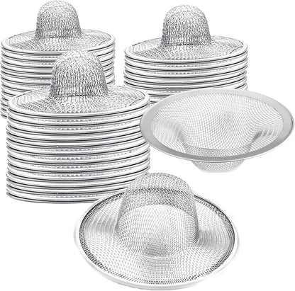 2 pcs Heavy Duty Stainless Steel Slop Basket Filter Trap, 2.75" Top / 1" Mesh Metal Sink Strainer,Perfect for Kitchen Sink/Bathroom Bathtub RV Wash Basin Floor Drain Balcony Drain Hole
