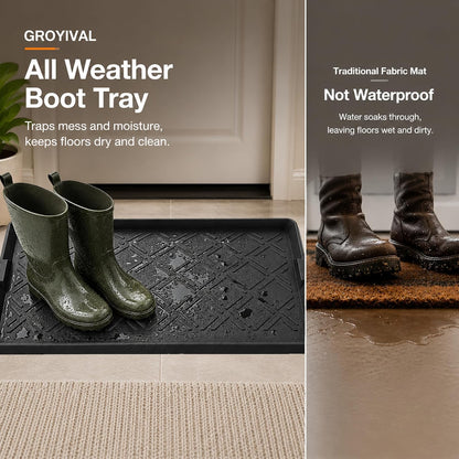 Boot Tray for Entryway, Rubber Shoe Mat, Waterproof Shoe Tray