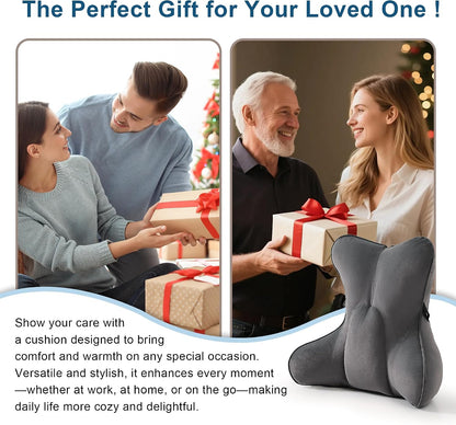 Lumbar Support Pillow(Pat. Pend) – Multi-Functional Ergonomic Back Cushion for Sofa Chair, Car Seat & Sofa, Reading Pillow with Firm Multi-Zone Support to Relieve Lower Back Pain, Misty White