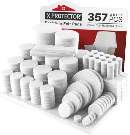 X-PROTECTOR 357 PCS Premium Huge Pack Felt Furniture Pads! | Quantity of Furniture Sliders with Many Big Sizes – Your Ideal Floor Protectors. Protect Your Hardwood & Laminate Floor!