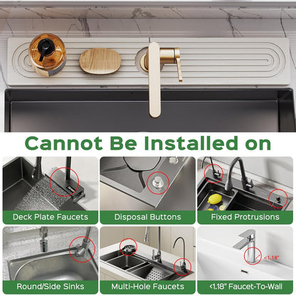 23.6 Inch Stone Faucet Mat for Kitchen Sink Splash Guard - Diatomite Quick Dry Stone Mat Kitchen Sink Protectors, Water-Absorbent Faucet Handle Drip Tray(White, 23.6" x 3.9")