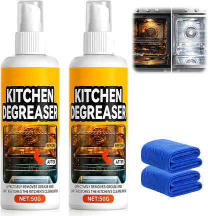 GreaseKiller BBQ Grill Cleaner Spray, Heavy Duty Kitchen Degreaser Foaming Spray, Outdoor Grill Degreaser for BBQ Grate, Oven, Range Hood, Smokers, Removes Caked-On Grease & Baked Food Residues(2PCS)