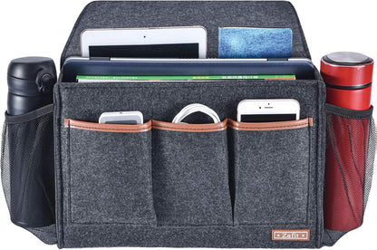 Zafit Bedside Caddy, Large Size Bedside Storage Organizer Bedside Organizer Caddy for Magazine Remotes Phone (13.4'' x 18.1'' Plus Size, Dark Grey)
