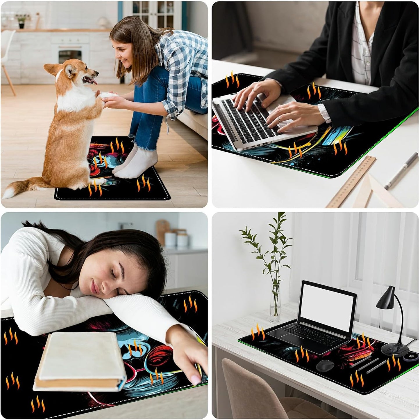 Heated Desk Pad Heated Large Mouse Pad, Electric Quickly Warm Desk Mat with 3 Levels Heating 3 Hours Auto Shut-Off, 31.5" x 13" Warm Gaming Mousepad Hand Foot Warmer, Baby Elephant