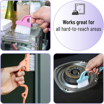 Slick- Window Track Cleaning Brush, 2 Pack, Yellow/Purple Ergonomic Handle, Built-in Scraper, Multipurpose, Window Track Cleaning Tools