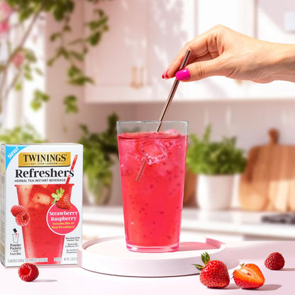 Twinings Strawberry & Raspberry Herbal Iced Tea, 72 Oversized Tea Bags, Makes 18 Pitchers or 144 Servings, Unsweetened, Naturally Caffeine-Free, (Pack of 1)
