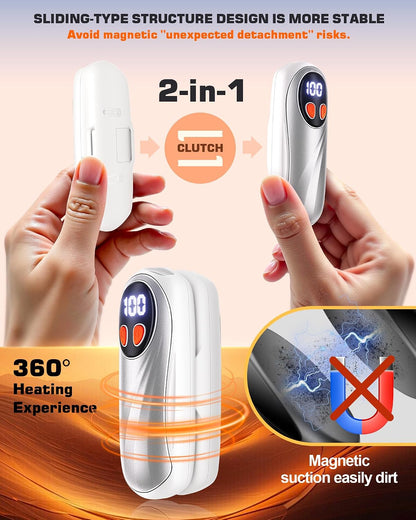Hand Warmers Rechargeable 2 Pack, 6000mAh Electric Hand Warmers, Silver