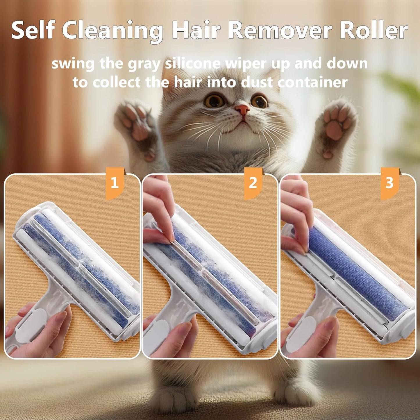ACE2ACE Pet Hair Remover, Reusable Lint Roller for Cat and Dog Hair, White | Self Clean Cat Hair Remover with Dust Bin, Dog Hair Remover for Couch, Furniture, Carpet, Sofa and Bedding