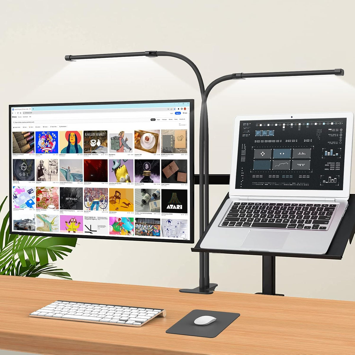 iZELL LED Desk Lamp for Home Office with Clamp [77 LEDs Light 3 Color Modes & 10 Brightness Levels] Flexible Gooseneck Book Lights, Easy Clip on Reading Headboard