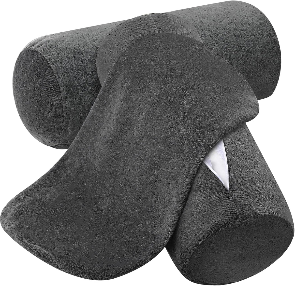Remerry 2 Pcs Velvet Neck Roll Pillow Covers, 16 x 6 Inches, Navy Blue