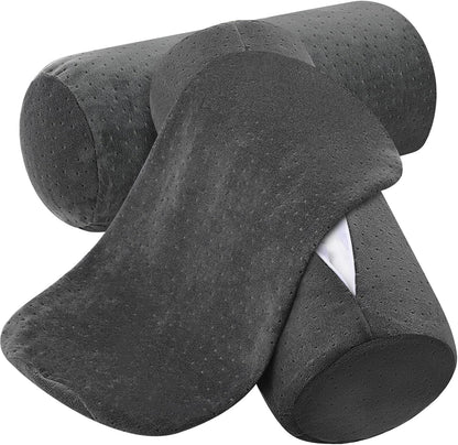 Remerry 2 Pcs Velvet Neck Roll Pillow Covers, 16 x 6 Inches, Navy Blue