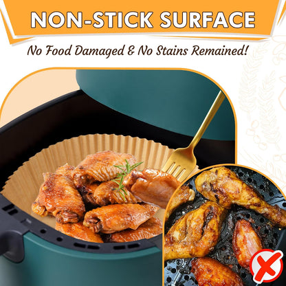 Air Fryer Liners Disposable 125 Pcs, 8 Inch Paper for 5-8 QT Air Fryers | Square Unbleached Parchment Paper, Non-Stick, Greaseproof for Baking, Roasting, Microwave, Oven, Airfryer Basket Accessories