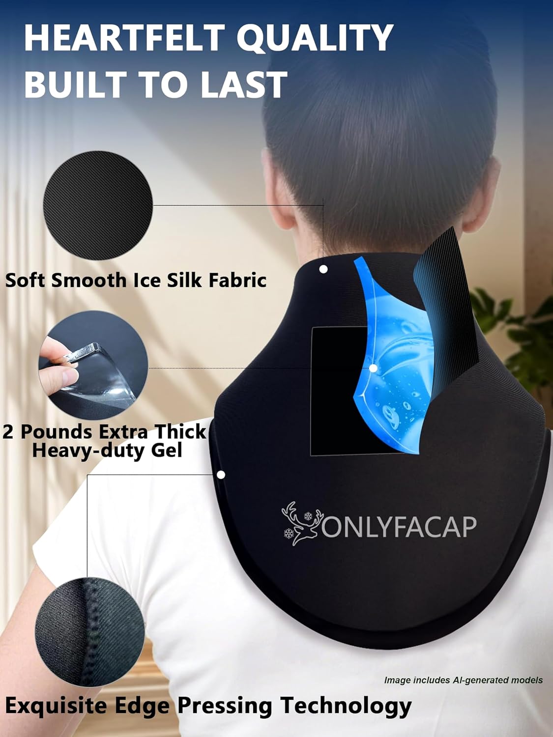 Flexible Neck Ice Pack Wrap,Gel Cold Therapy for Pain Relief | reusable,cool ice silk,stays cold 20 to 30 mins,dual hot & cold,hands-free, Ideas for tech neck, office workers and injuries