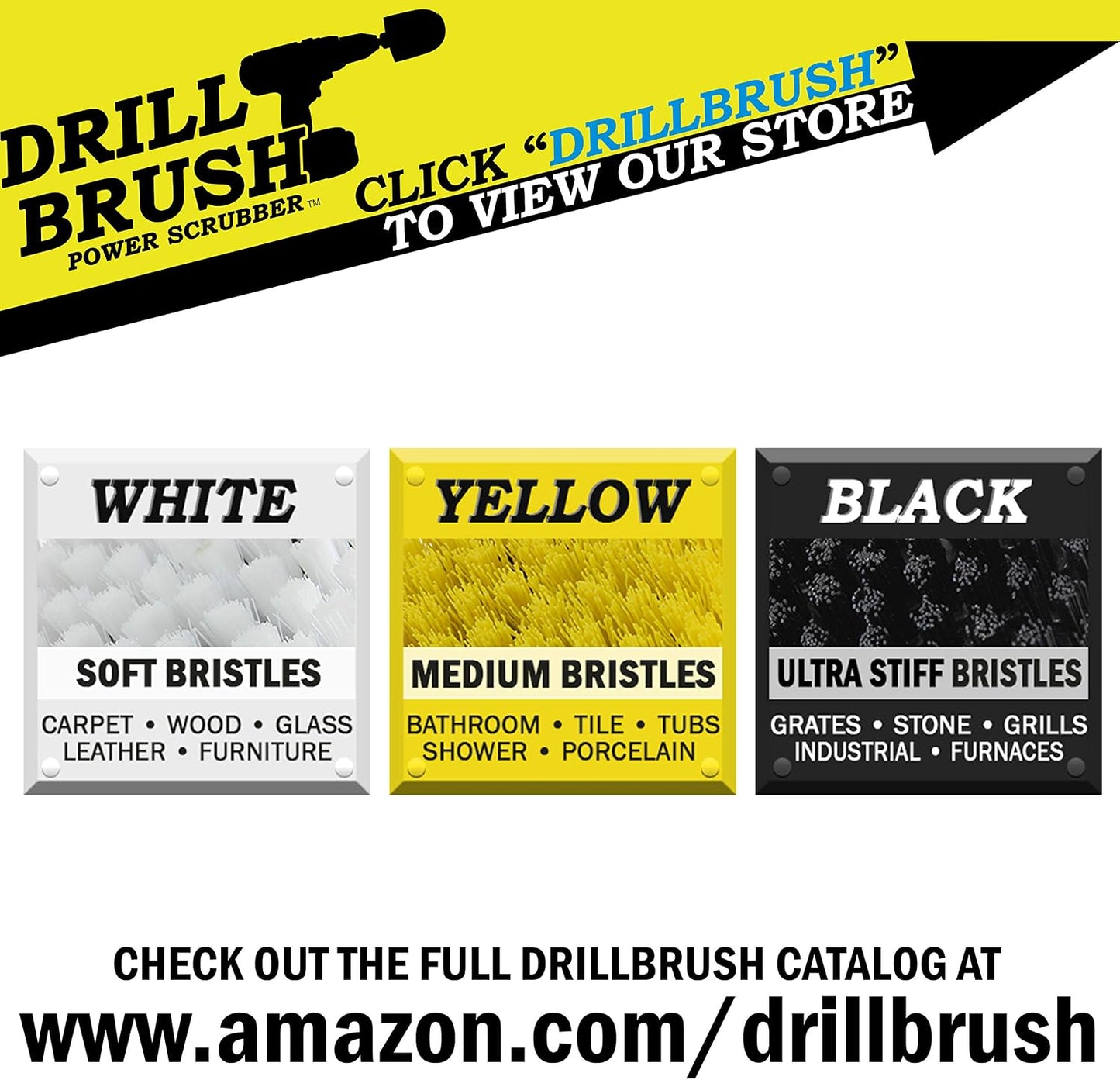 7in Boat Brush Variable Speed Polisher Attachment - Medium Yellow Bristles | Bathroom Accessories - Cleaning Supplies - Deck Scrub Brush - 5/8 x 11 Threaded Hub - Tile - Shower Cleaner - Flooring