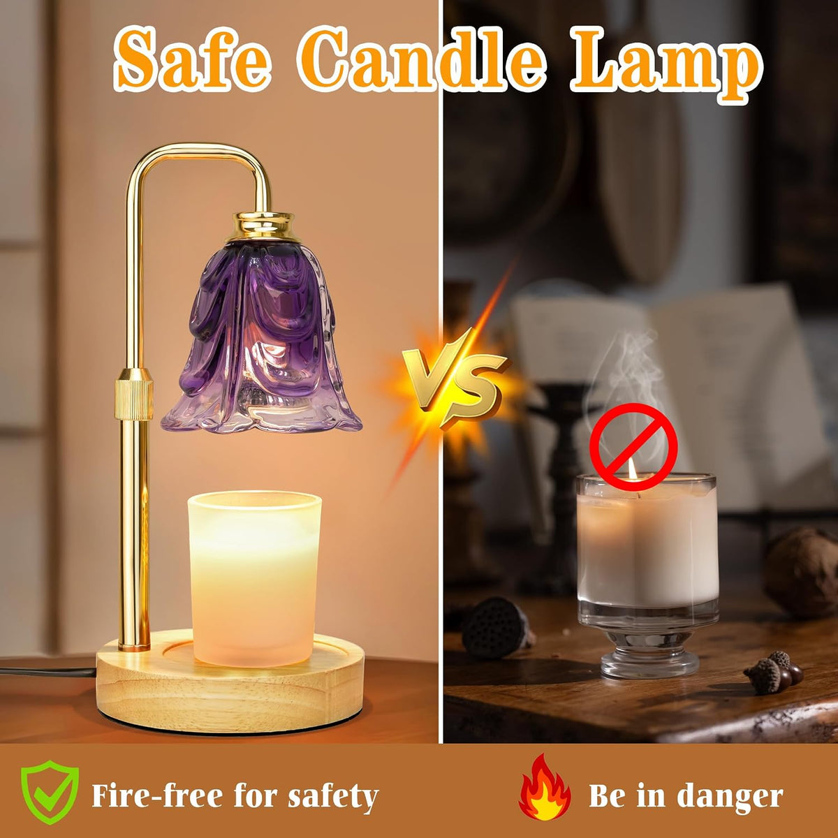 XJZJY Pink Flower Candle Warmer Lamp with Timer, Birthday Gifts for Women