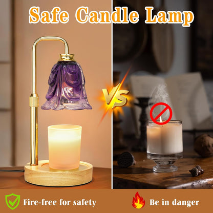XJZJY Pink Flower Candle Warmer Lamp with Timer, Birthday Gifts for Women