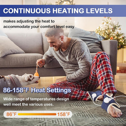 Cordless Foot Warmer with Heat and Massage - Rechargeable Heating Pad for Feet, 3 Temp & Vibration Levels, 60 Min Timer for Plantar Fasciitis, Ankle Pain, Cold Feet at Home, Office, Sleeping