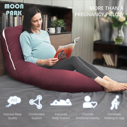 MOON PARK Pregnancy Pillows for Sleeping - 57 Inch U Shaped Full Body Maternity Pillow with Removable Cover - Support for Back, Legs, Belly, Hips - Pregnancy Pillow for Women - Grey
