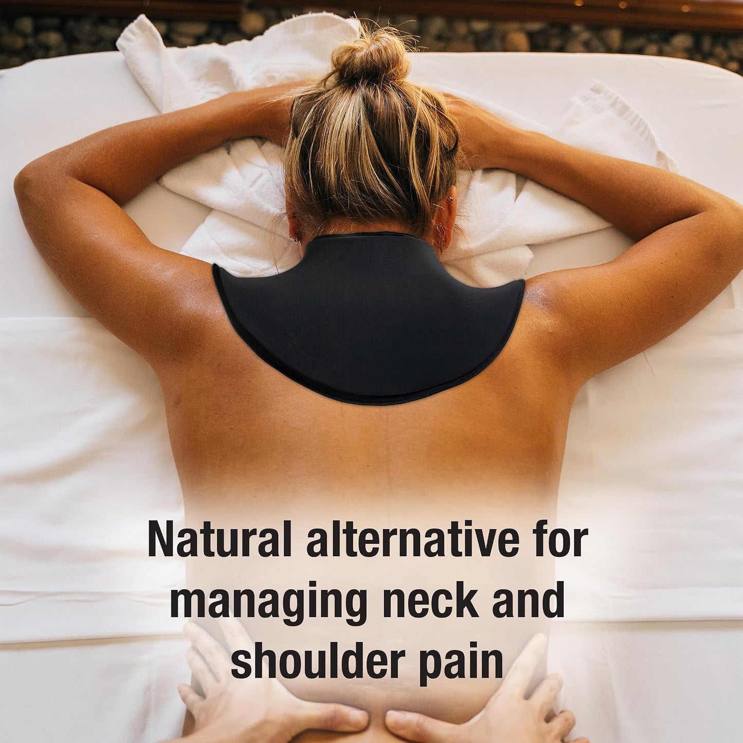 Eurow Luxe Hot & Cold Therapy Gel Neck Wrap, Adjustable One-Size for Neck, Shoulder, Back Pain Relief, Reusable, Contoured, Portable & Weighted for Comfort, Black