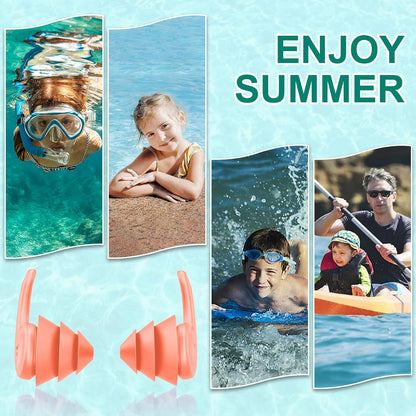 Swimming Ear Plugs for Adults,3 Pairs Waterproof Reusable Silicone Swim Earplugs for Swimming Surfing Snorkeling Showering and Water Pool,Beach,Ocean (Adults & Teens 14+)