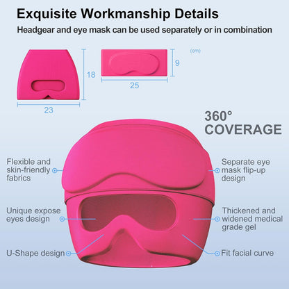 2 in 1 Migraine Relief Cap with Gel Eye Mask, Headache Relief Cap Ice Head Wrap Hot and Cold Therapy Hat Gift for Women for Headache Puffy Eyes Sinus and Tension Stress Relief (Light Purple)