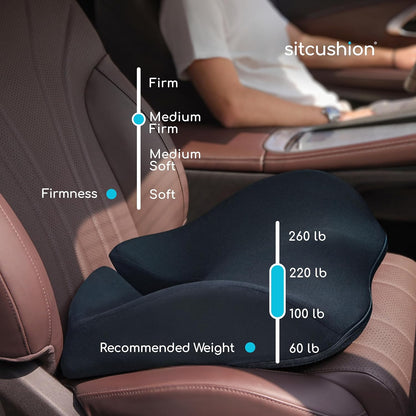 Car Seat Cushion for Driving, Sciatica Pain Relief Car Pillow and Seat Pad | Extra Large Driver Seat Cushion Offers Broad Car-Seat Coverage to Ease Hip and Tailbone Pressure During Long Drives (Black)