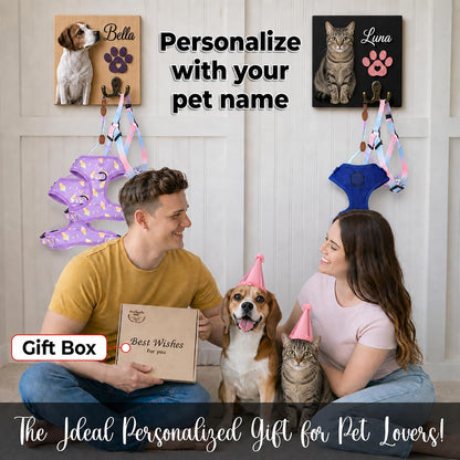 Dog Leash Holder Wall Mount, Pet Harness Hanger with Scrabble Letters, Dog Collar Organizer for Entryway, Memorial Cat Leash Holder for Wall, Pet Loss Gifts, Keepsake, Home Decor PF212-NAT