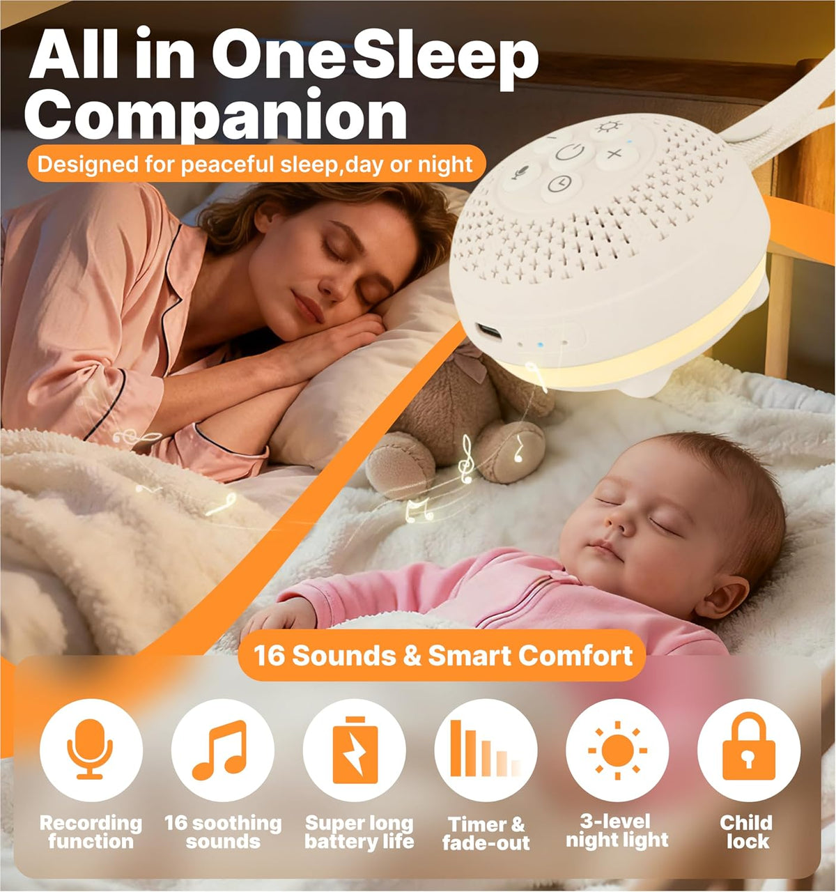 White Noise Machine, Sleep Therapy for Baby, Kids & Adults