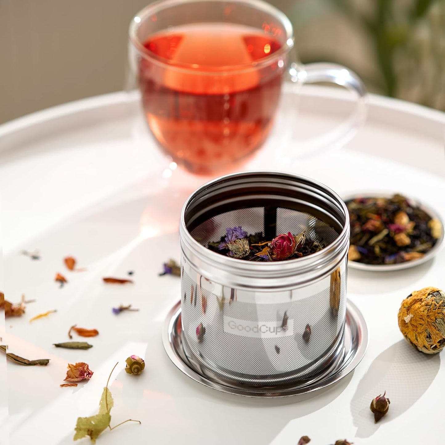 Stainless Steel Tea Infuser for Loose Leaf Tea, Small (1.5” Diameter x 2.2” Height) – Extra Fine Mesh Strainer with Chain Hook & Lid, Reusable Tea Steeper for Mugs, Cups & Teapots