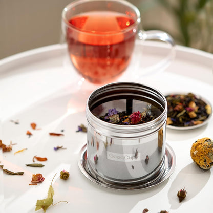 Stainless Steel Tea Infuser for Loose Leaf Tea, Small (1.5” Diameter x 2.2” Height) – Extra Fine Mesh Strainer with Chain Hook & Lid, Reusable Tea Steeper for Mugs, Cups & Teapots