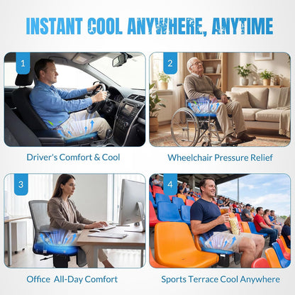 Cooling Seat Cushion with Fan, for Dad, 5V2A USB Powered (No Battery), Gel Cooling Seat Pad with 3-Speed Airflow, Plug-in Portable Seat Cushion for Office Chair, Car, Wheelchair