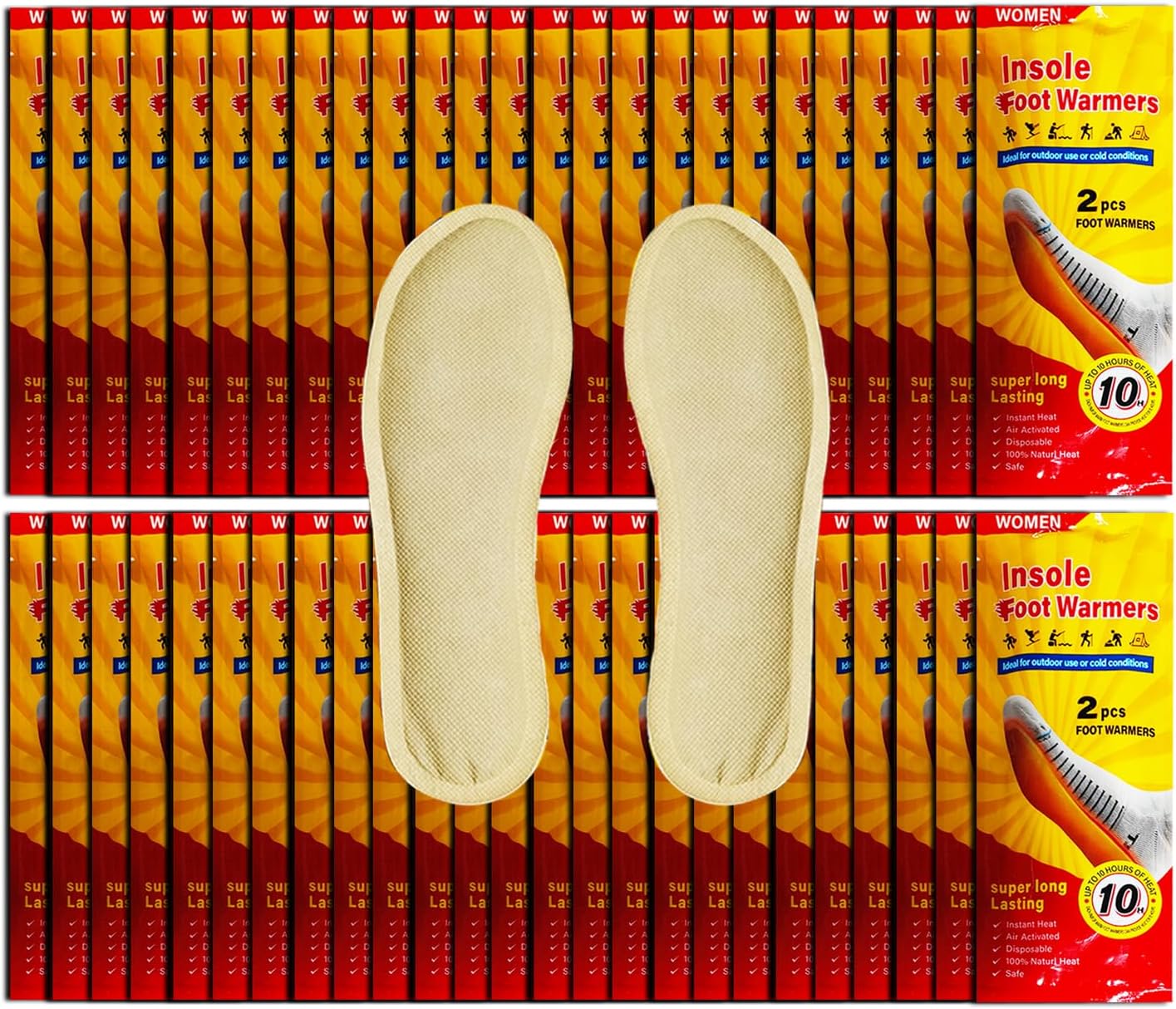 Women's Foot Warmers, Lasts 10hrs, Heats Fast, 2-3 Min Activation, Heated Feet Warmers, Camping, Hiking, Skating, Skiing; Blizzards, Cold Winter or Summer Nights