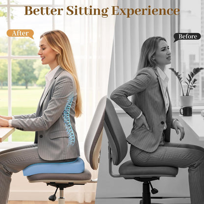 TranquilRelax Memory Foam Seat Cushion for Office Chair, 3-Inch, Black | Medium-firm Support for Long Sitting, Washable Mesh Cover, Non-slip Base, Perfect for Car Seats & Short Drivers