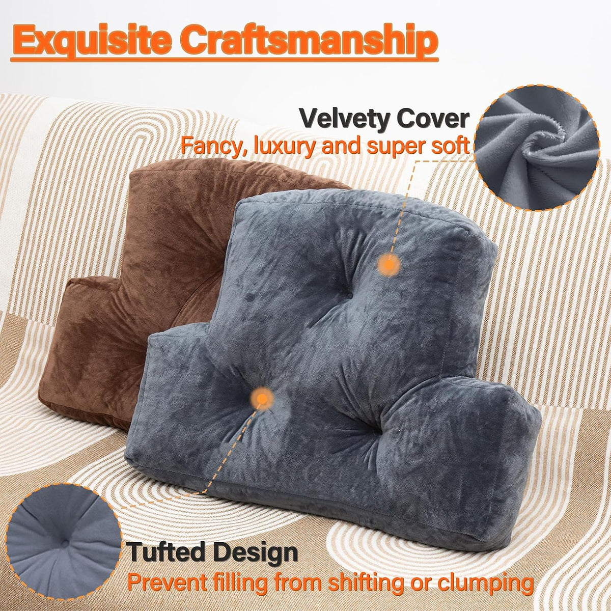 1 MIDDLE ONE Back Pillow for Chair, Memory Foam Lumbar Pillow for Back Support, Back Rest Cushion for Office, Sofa, Couch Sitting, Recliner, Bed and Lower Back Pain (Grey)