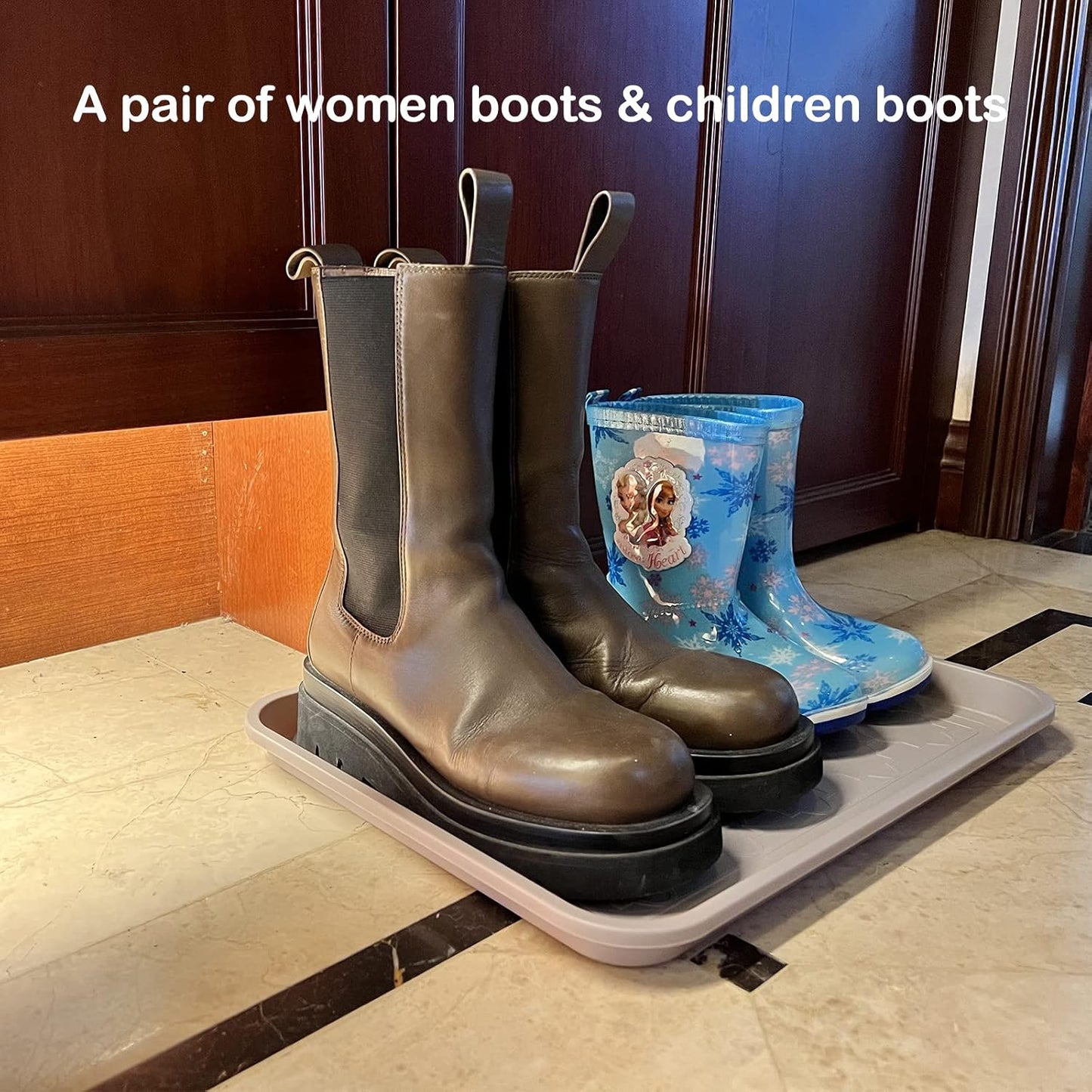 WATANIYA PET Boot Tray for Entryway Indoor, Heavy Duty Shoe Mat Tray 2 Packs, 16.7"x12.8" Waterproof Shoes Trays with Raised Edge, Outdoor Multi-Purpose Mats for Boots, Garden, Pets