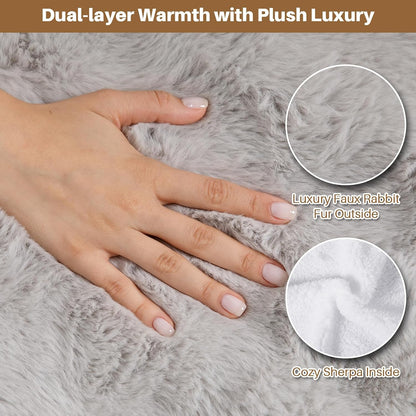 Electric Foot Warmer, Luxury Faux Fur Heating Pad for Feet Pain Relief Cramp, Heated Foot Warmer for Under Desk & Bed with 3 Heat Settings & 2H Auto-Off, ETL Certified, 20x22 Inch, Dark Grey