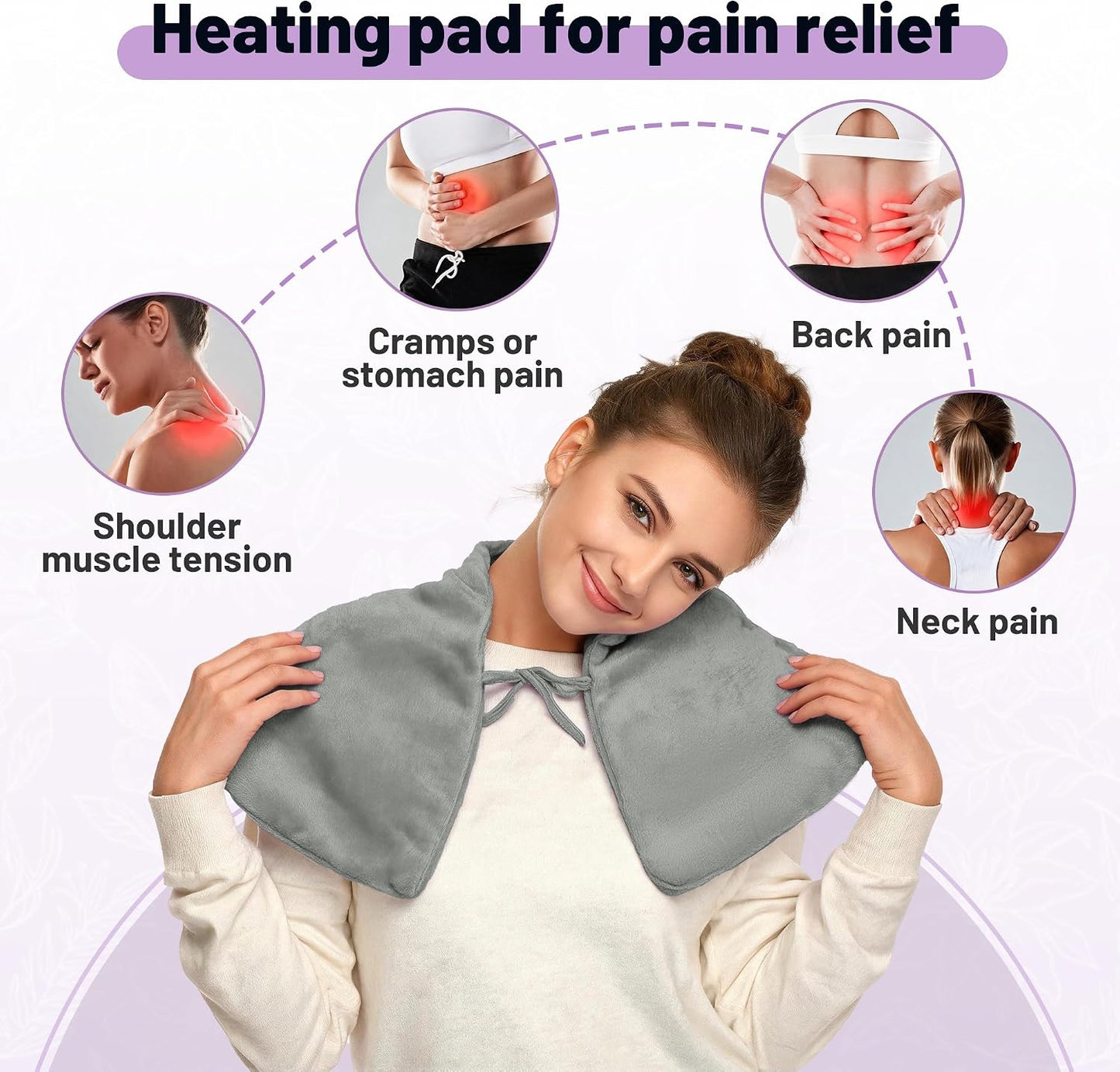 Microwavable Neck Heating Pad for Shoulders, Back and Chest | Warm & Cooling Plush Shoulder Weighted Heating Pad, Adjustable Comfort Fit For Women And Men For Home & Office