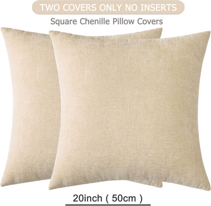 GAWAMAY Lumbar Support Pillow Decorative Rectangle Throw Pillow Covers 12"x20" Inch Set of 2, Soft Chenille Fall Pillowcase for Living Room Bedroom Sofa Couch Cushion Cover Grey 30x50cm (No Insert)