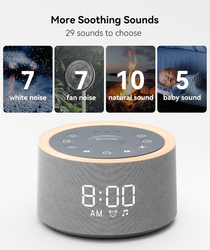Dreamegg D1+ Sound Machine Alarm Clock, 29 Soothing Sounds with Night Light