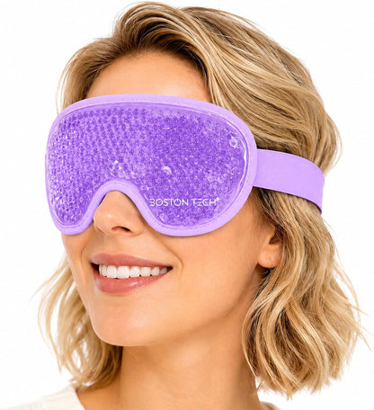 Boston Tech EyeCool Hot & Cold Gel Eye Mask, Reusable Cooling Eye Mask for Puffy-Looking & Tired Eyes, Flexible Gel Beads, Adjustable Strap, (Blue)