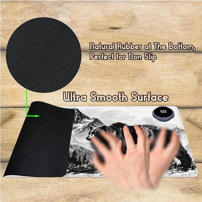 Heated Desk Pad Heated Large Mouse Pad, Electric Quickly Warm Desk Mat with 3 Levels Heating 3 Hours Auto Shut-Off, 31.5" x 13" Warm Gaming Mousepad Hand Foot Warmer, Baby Elephant