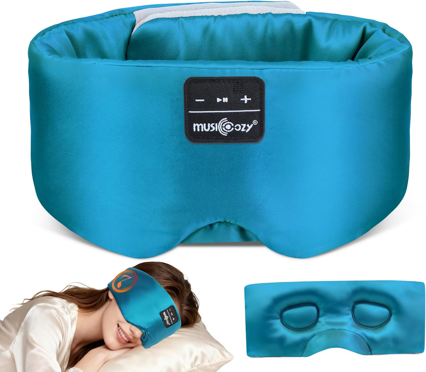 MUSICOZY 3D Mulberry Silk Sleep Mask Bluetooth 5.4 Headphones Full Coverage | Luxury Silk Eye Mask with Blackout Design Ultra Thin Speakers, Side Sleeper Comfort for Travel Relaxation Gifts for Men Women
