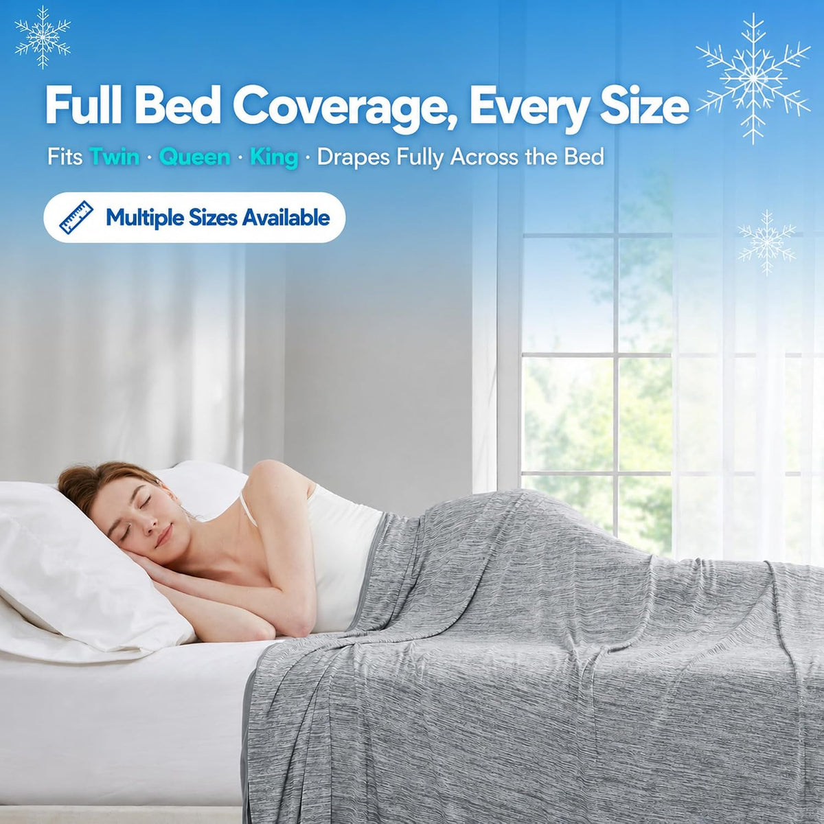 Cooling Blanket Queen Size for Hot Sleepers, Q-Max >0.4, 90 x 90 Inch, Grey