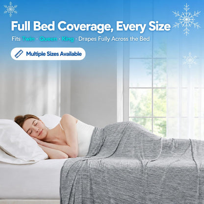 Cooling Blanket Queen Size for Hot Sleepers, Q-Max >0.4, 90 x 90 Inch, Grey
