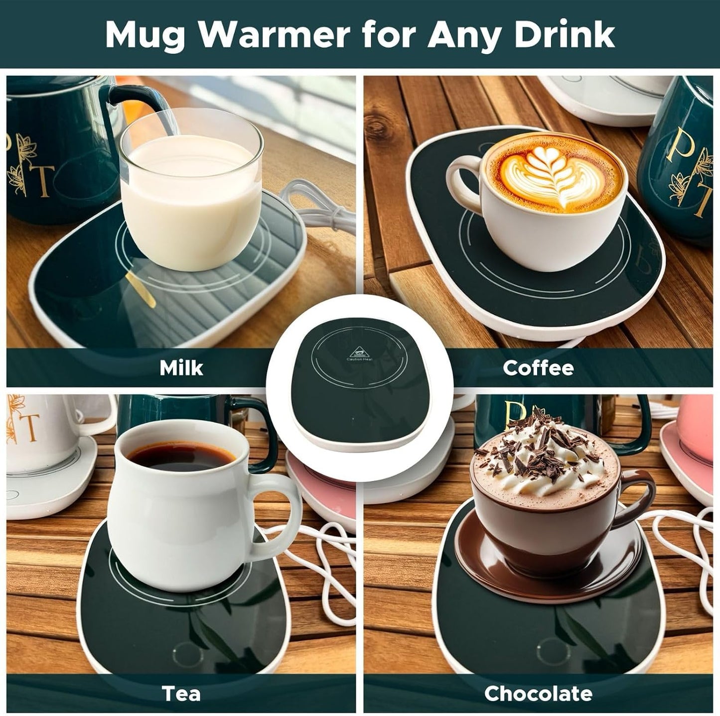 Smart Coffee Mug Warmer & Mug Set for Desk, Electric Coffee Cup Warmer with Auto Shut Off, 55°C Temperature Coffee Mug Warmer Heater, Ceramic Cup, Home, Office - Ideal Gift for Coffee & Tea