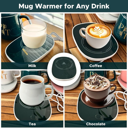 Smart Coffee Mug Warmer & Mug Set for Desk, Electric Coffee Cup Warmer with Auto Shut Off, 55°C Temperature Coffee Mug Warmer Heater, Ceramic Cup, Home, Office - Ideal Gift for Coffee & Tea